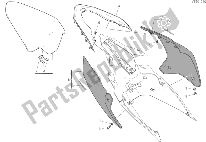 Todas las partes para Asiento Biposto de Ducati Superbike Panigale V4 S 1100 2018